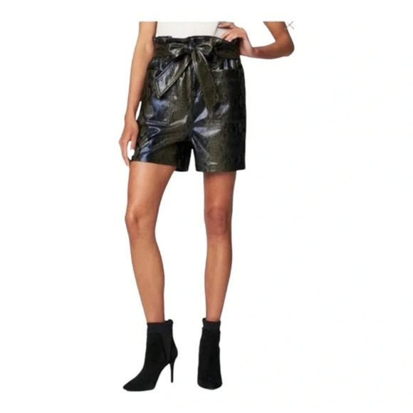 Blank NYC Vegan Leather Snake PaperBag Self Belted Snake Print Short - Picture 1 of 11